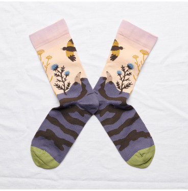 Kolorowe Skarpety Bonne Maison - Taupe Rose Bouton