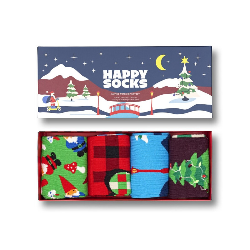 Świąteczne Skarpety Happy Socks -  Santa's Workshop (4 pary)