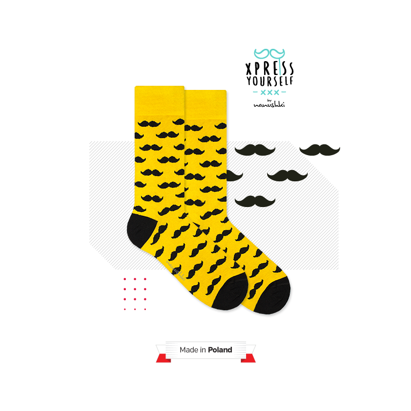 Skarpety Nanushki - Mr. Yellow Mustache Skarpety Nanushki - Mr. Yellow Mustache