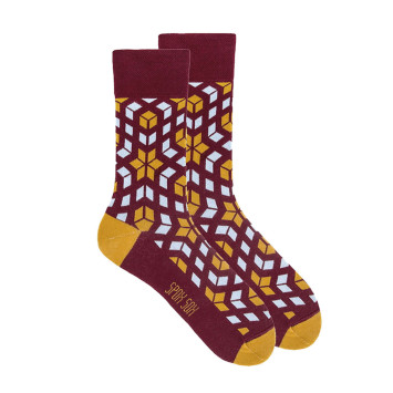 Kolorowe skarpetki - Bordowa rozeta
