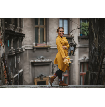 Kolorowe skarpetki - Bordowa rozeta