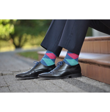 Kolorowe skarpetki - Blue Pink Diamonds