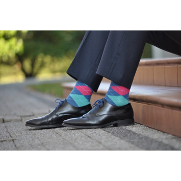 Kolorowe skarpetki - Blue Pink Diamonds