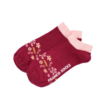 Stopki damskie w kwiatki / bordowe