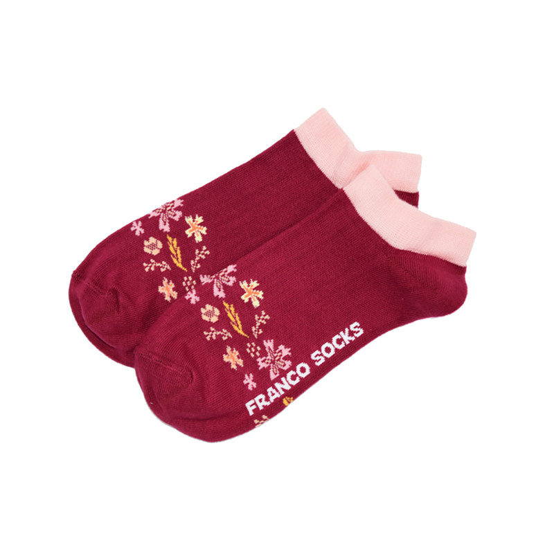 Stopki damskie w kwiatki / bordowe