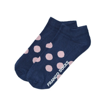 Kolorowe stopki damskie w różowe kropki / fioletowe