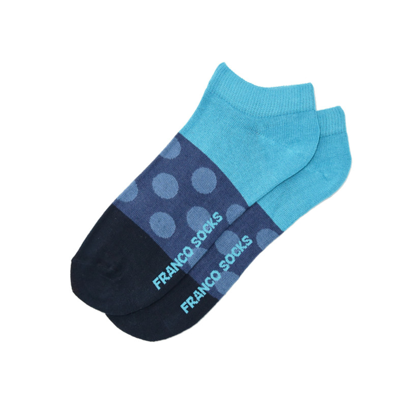 Kolorowe stopki męskie w niebieskie kropki / niebiesko-granatowe Kolorowe stopki męskie w niebieskie kropki / niebiesko-granatowe
