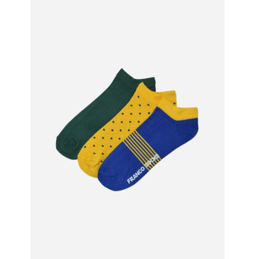 Kolorowe stopki męskie kropki paski trzy kolory / 3-pak