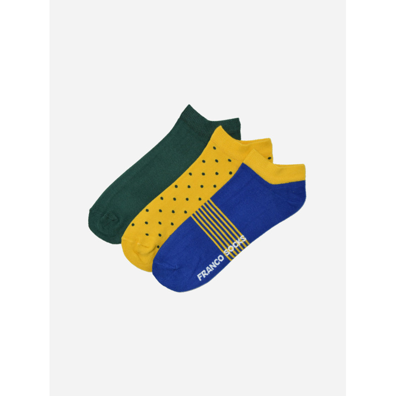 Kolorowe stopki męskie kropki paski trzy kolory / 3-pak
