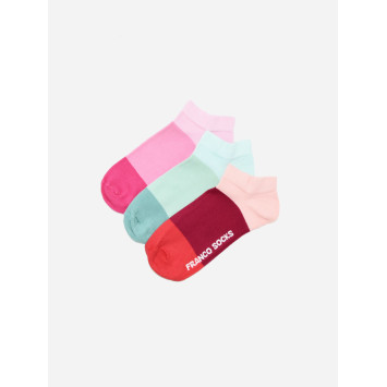 Kolorowe stopki damskie trzy kolory paski  / 3-pak