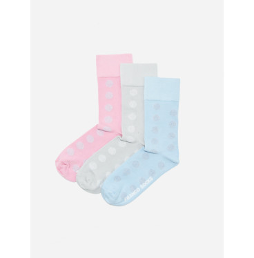 Kolorowe skarpety damskie pastelowe w brokatowe kropki / 3-pak