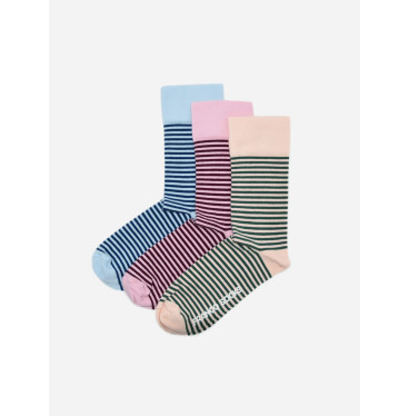 Kolorowe skarpety damskie pastelowe w czarne paski / 3-pak