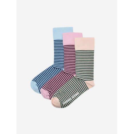 Kolorowe skarpety damskie pastelowe w czarne paski / 3-pak