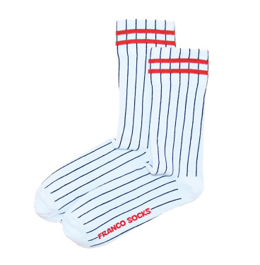 Białe skarpety sportowe w paski - Baseball