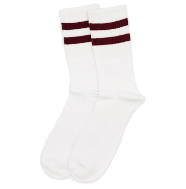 Skarpetki białe z paskami / bordo
