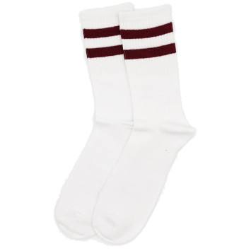 Skarpetki białe z paskami / bordo