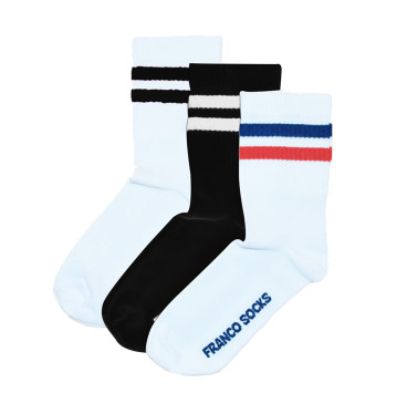 Białe skarpety z paskami sportowe / 3-pak