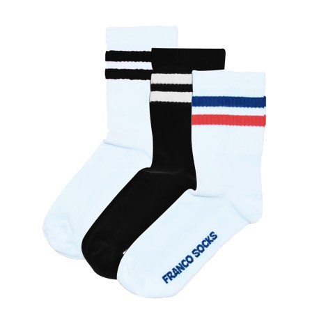 Białe skarpety z paskami sportowe / 3-pak