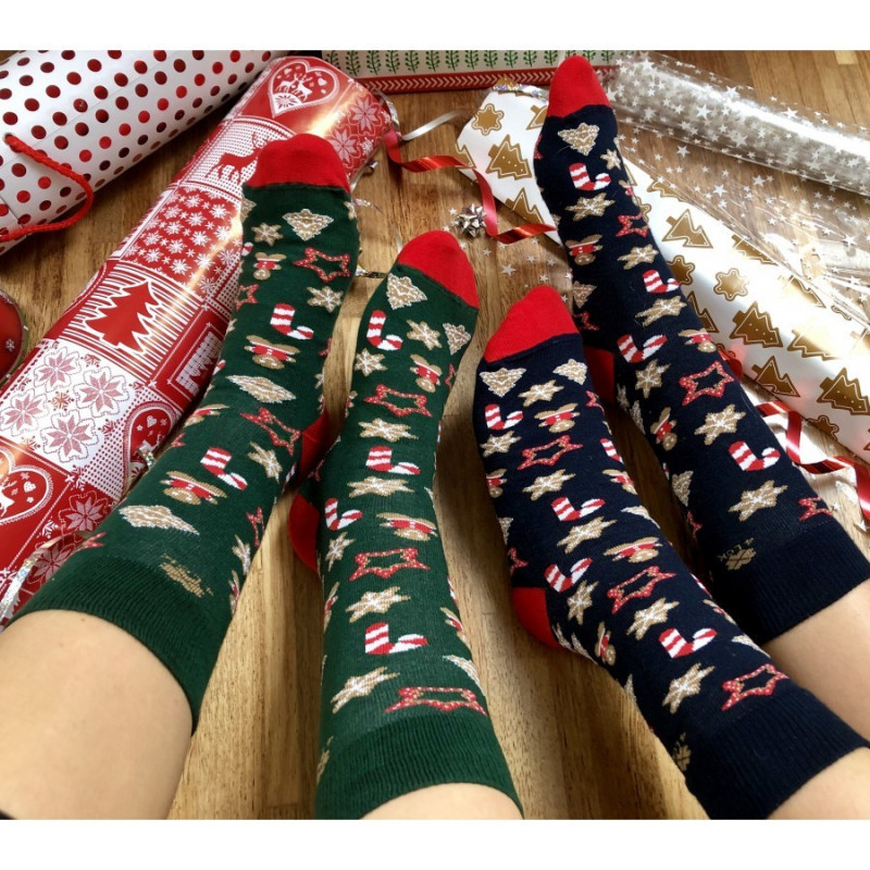 Kolorowe skarpetki - Świąteczne Zielone