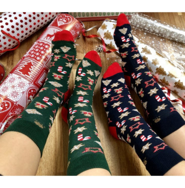 Kolorowe skarpetki - Świąteczne Granatowe