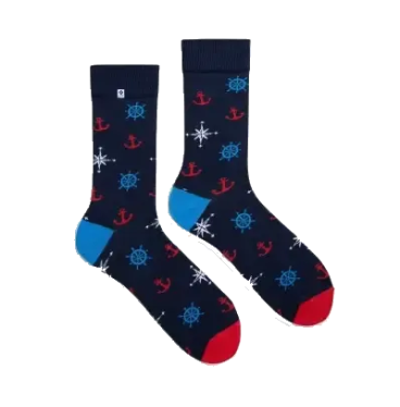 Kolorowe skarpetki - Ster, kompas i kotwice